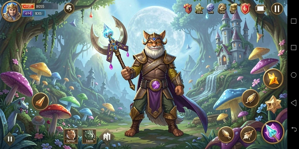 Screenshot gameplay 8055 menampilkan aksi seru dalam petualangan fantastis.