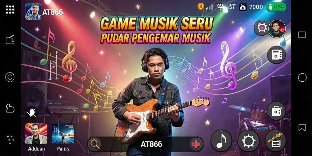 Screenshot gameplay AT866 yang menunjukkan aksi seru dalam bermain musik.