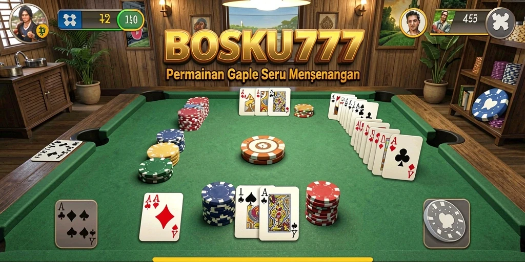 Tampilan gameplay menarik dari permainan Gaple di BOSKU777.