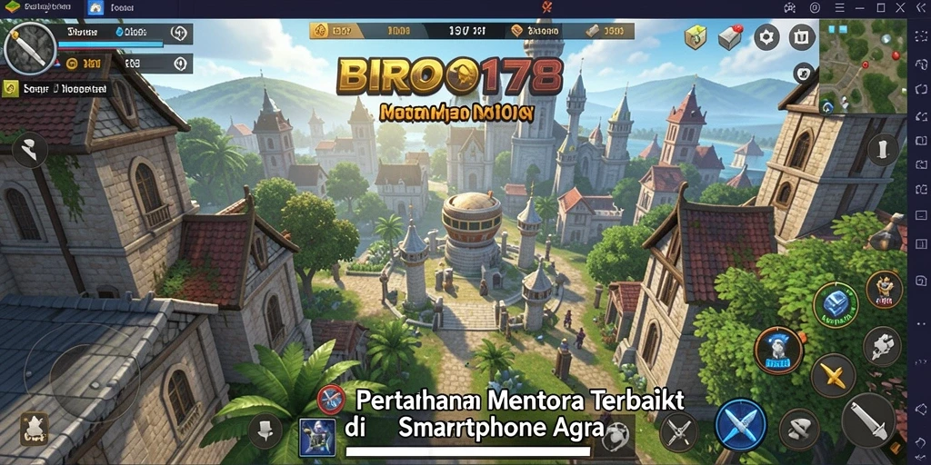 Tampilan mendebarkan dari BRO178 dengan menara dan musuh yang dinamis.