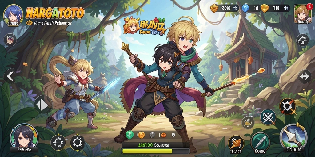 Screenshot gameplay HARGATOTO yang menampilkan karakter anime ikonik.