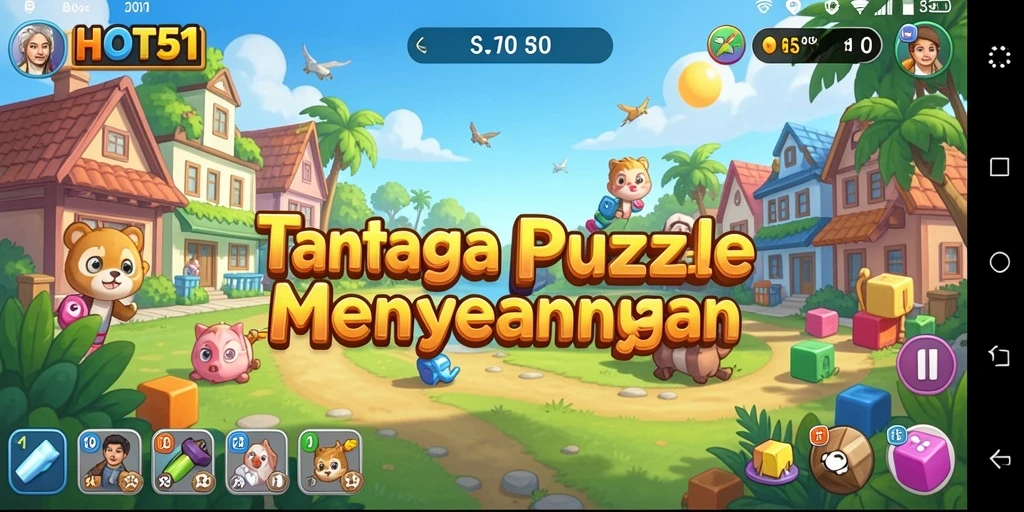 Screenshot gameplay HOT51 menunjukkan tantangan puzzle yang mengasyikkan.