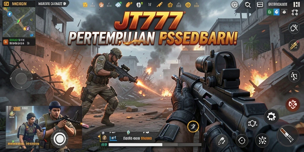 Tangkapan layar gameplay JT777 yang menampilkan aksi pertempuran mendebarkan.