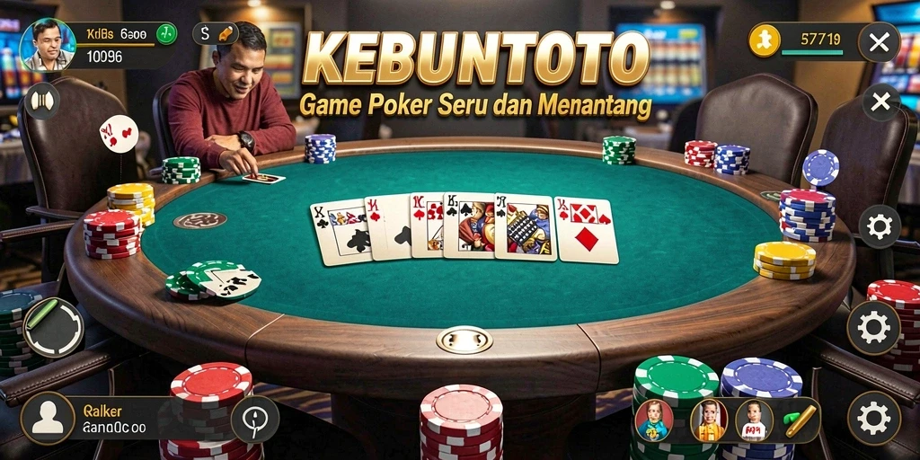 Tangkapan layar gameplay KEBUNTOTO menampilkan aksi Poker yang seru.