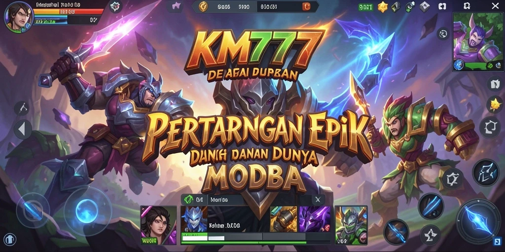 Tampilan gameplay MOBA yang seru dan menegangkan di KM777.