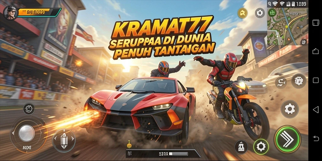 Screenshot menampilkan adu kecepatan dalam balapan KRAMAT77.