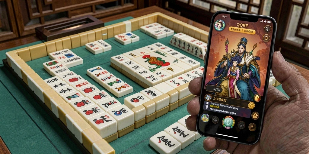 Screenshot gameplay QQRP menampilkan aksi cepat dalam permainan Mahjong.