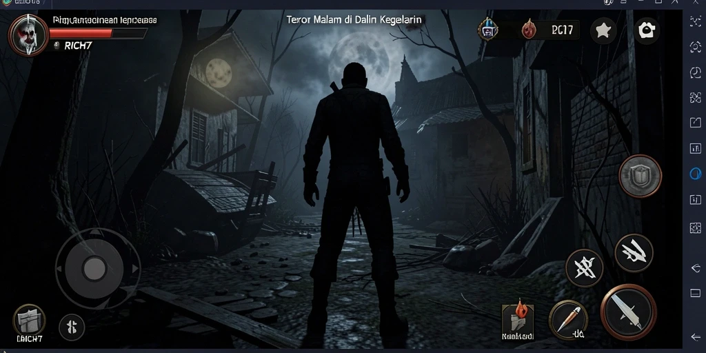 Tampilan seram gameplay RICH7 yang menegangkan dan misterius.