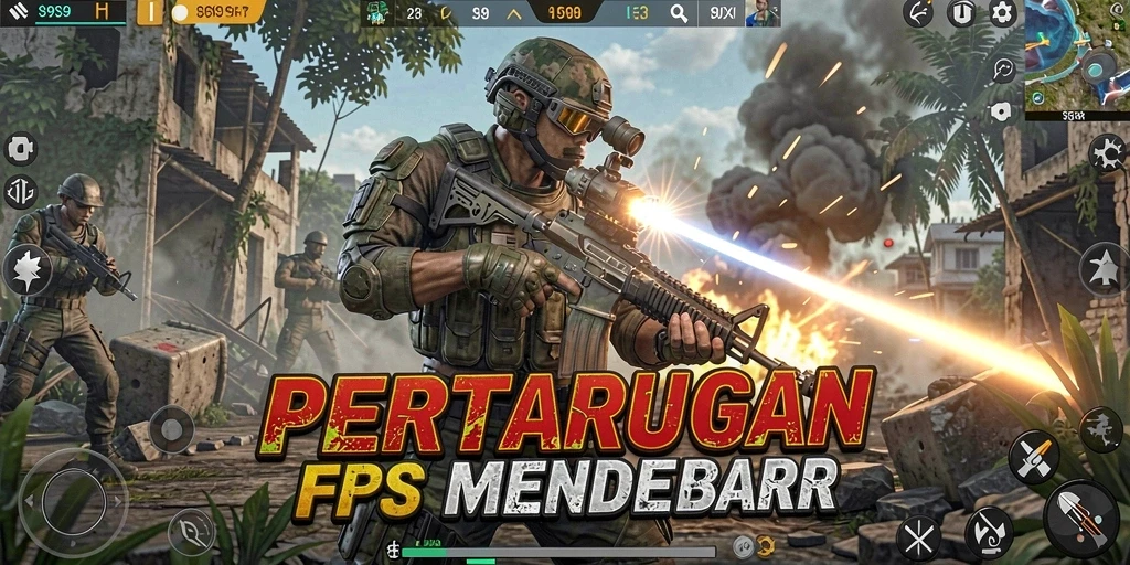 Screenshot gameplay S9S9 yang menampilkan aksi tembak-menembak seru.