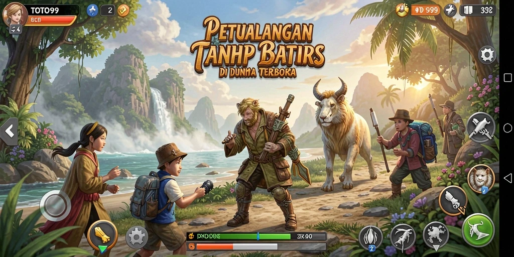 Screenshot gameplay TOTO99 yang menampilkan eksplorasi dunia terbuka yang luas.