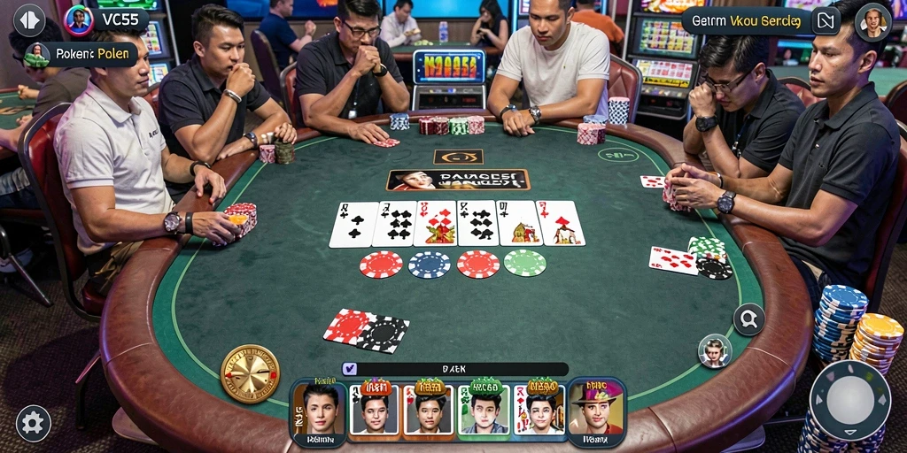 Tampilan permainan Poker yang menarik di VC55 dengan grafis yang memukau.