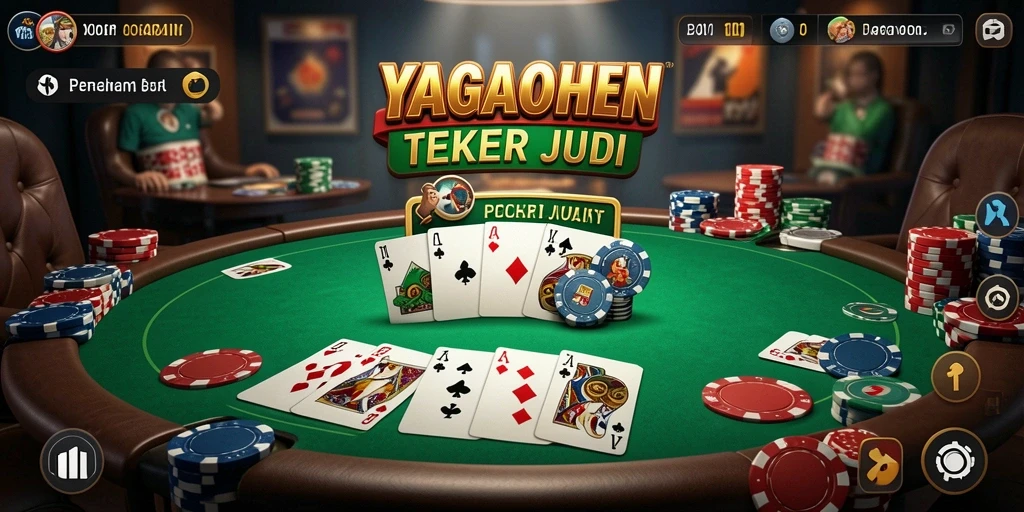 Tangkapan layar YAGAOHEN menampilkan suasana seru permainan poker yang kompetitif.